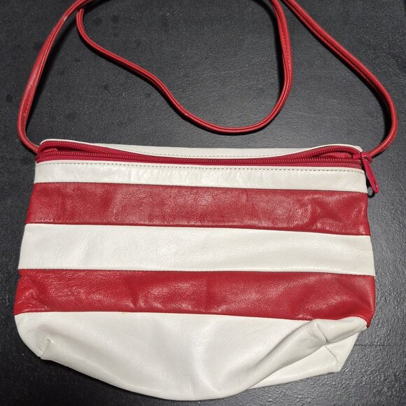 Red and White Striped Cabrelli Bag Genuine Leather - Picture 2 of 6